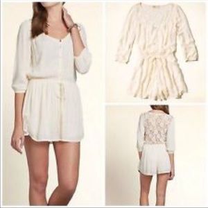 Cream Romper with Lace Details